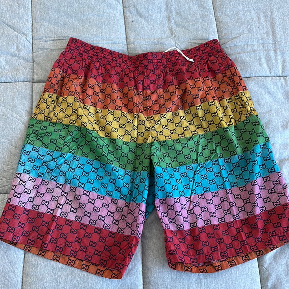 Rainbow Gucci bathing suit